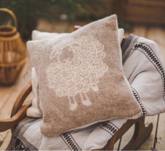 Multiple Colors 40x40 cm Pillow Cushion, Natural Wool New Zealand 100%, Double-sided Wool Cover, Sheep's, Anti-allergic