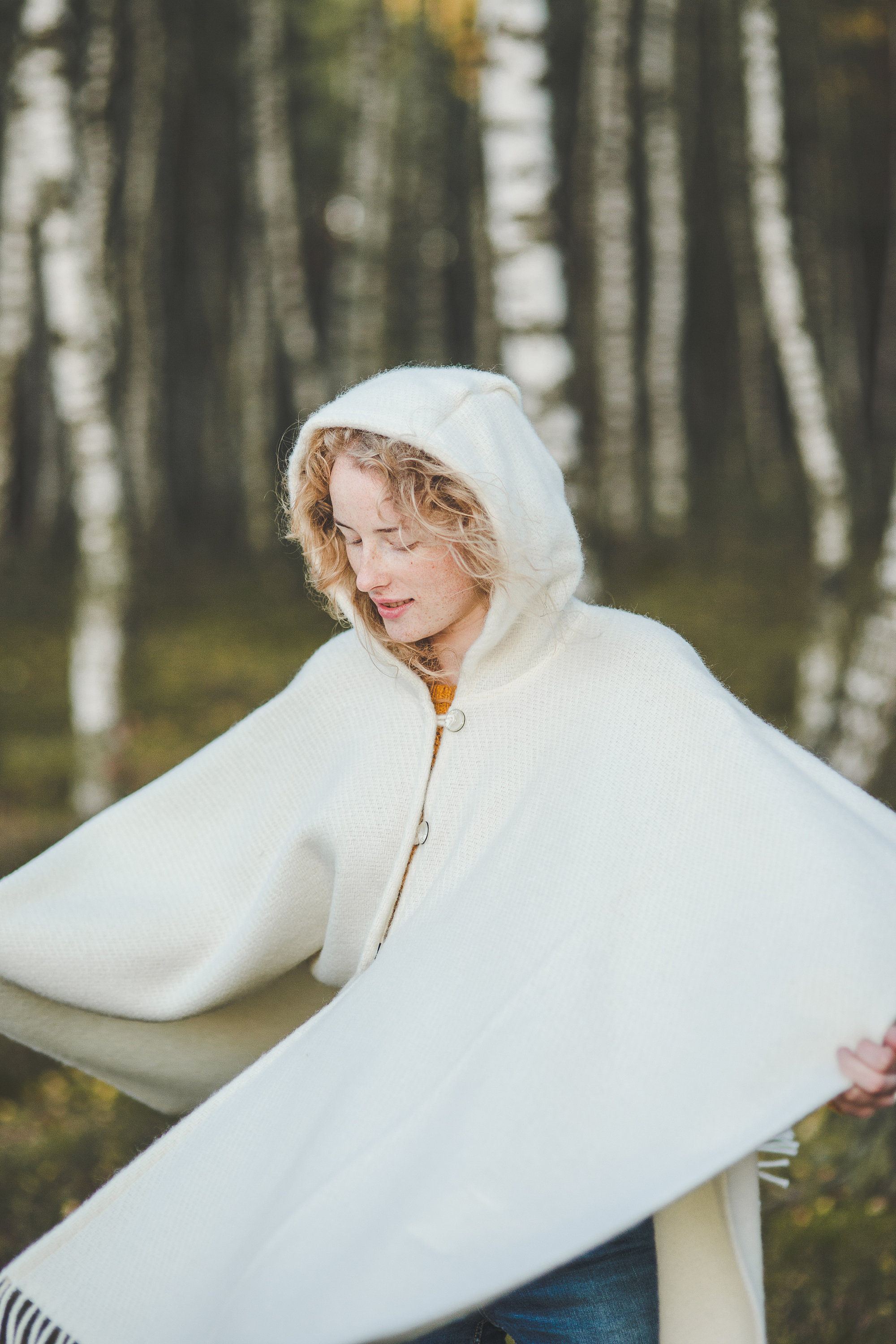 Wool Cape With a Hood Wool Poncho Hooded Ruana Cloak Mantle Fleece Wrap 100% Natural New Zealand Wool Size 51 X 75 in - White Color Gift - Etsy il fullxfull.1744291154 lfby