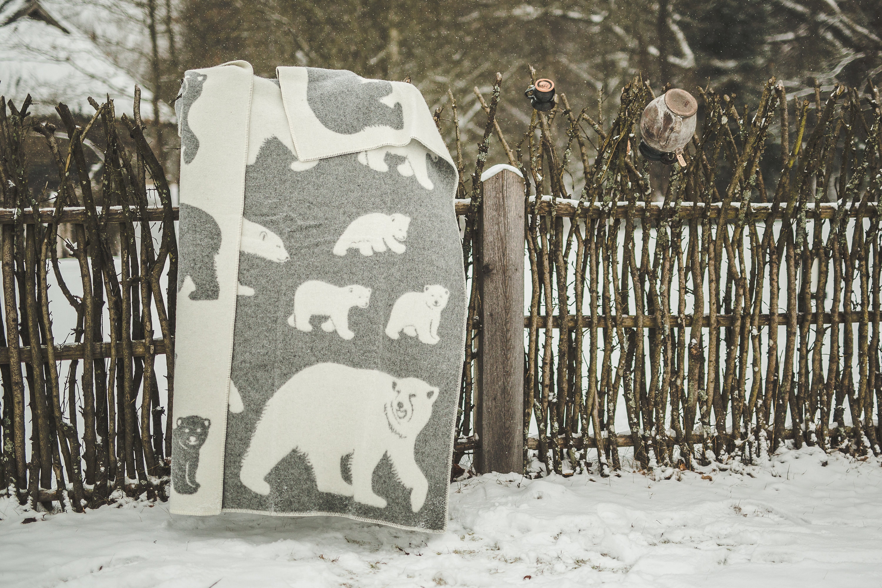 Pendleton Eco-Wise Bone/Grey Ombre Washable Wool Blanket