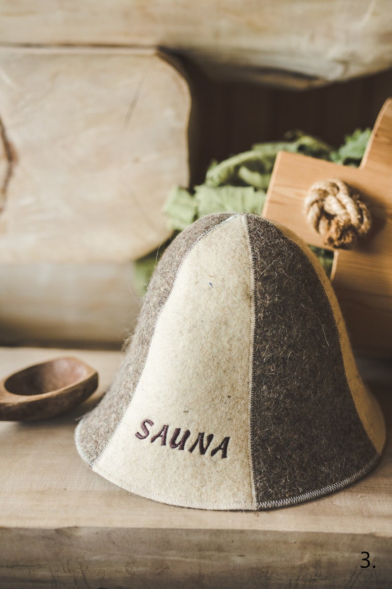 5 styles Sauna Hat 100% Natural Wool Felt with Finely Embroidered Logo, Great Gift, the Highest Qualityt zdjęcie 3