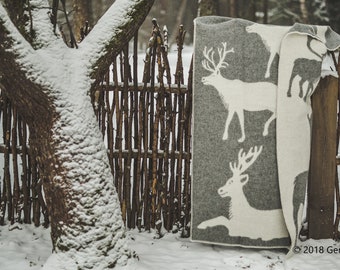 New Zealand Wool Blanket: Reversible Elk Plaid Throw (130x200cm)