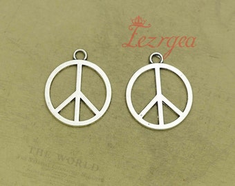 16pcs Oxidized Silver Tone Base Metal Peace Sign Links-26x6mm 11654Y-G-71A