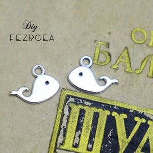 40PCS Antique silver Whale charms. 2 sides Dolphin charms sea life  pendants. CM513