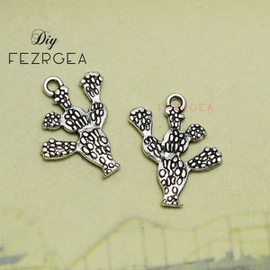 20PCS--20x23mm, Antique silver Cactus charms.Jamaica Cactus pendants.