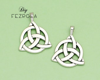 5pcs The Celtics Charms, Antique Silver 2 Sided Celtic Knot pendants