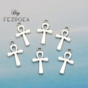 25PCS --22x13mm antieke zilveren Ankh Kruis Charms. Egyptische Cross Africa hangers voor DIY sieraden maken het vinden van benodigdheden accessoires
