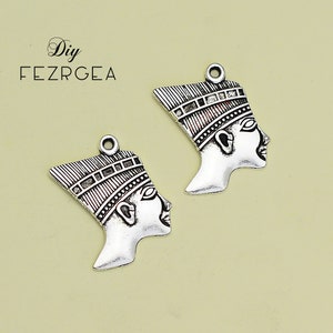 25PCS--24x20mm, Antique silver Pharaoh charms.Egyptian pharaoh pendants.