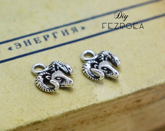 May include: Two silver-toned ram head charms with a loop for attaching to jewelry or other crafts.