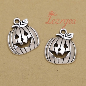 20PCS Antique silver Pumpkin charms. 3D Halloween pendants. CM046
