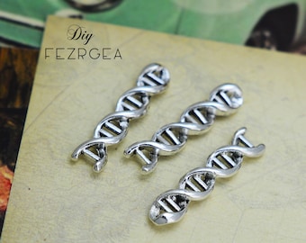 20 PCS antike Silber DNA Charme. 2 Seiten DNA Ligase Anhänger. CM114