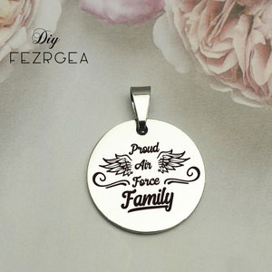 Proud air force family Stainless Steel Charm,Personalized angel wings Engraved Charms,Custom charms/Pendants,Necklace Bangle Charms