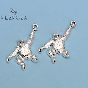 10PCS Antique silver  Monkey charms.   Animal  pendants. CY087