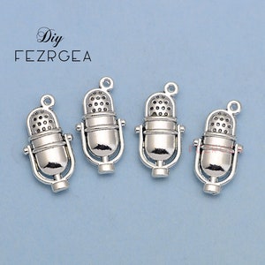 15PCS--20x10mm, Antik Silber Mikrofon Charms.Music Anhänger.