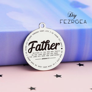 Padre Encanto de acero inoxidable, Encanto del día del fathter, Amor personalizado papá Amuletos grabados, Amuletos / colgantes personalizados