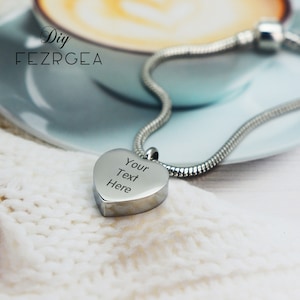 Heart Cremation urn Bracelet, Love Heart for ashes Bracelet,  Charm Bracelet,Pet Memorial, Pet Loss,Laser Engrave Stainless Steel Jewelry
