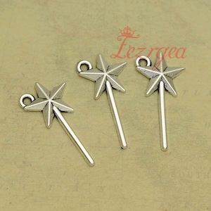 40PCS antieke zilveren toverstaf charmes. Goochelaar hangers. CY398