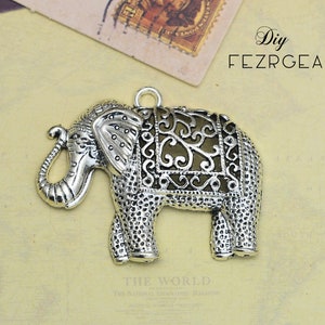 2PCS Antique silver Large Elephant charms. animals pendants. CY0335