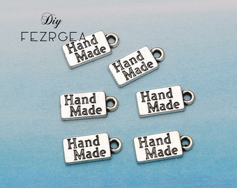30pcs--15x7mm Antique Silver Color Alloy Hand Made Charms For Jewelry Making DIY Jewelry Findings