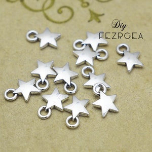 35PCS Antique silver Small Star Charms.Double Sided  pendants. CY0190
