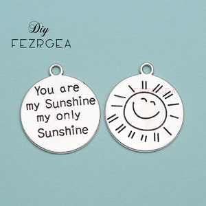 10PCS--24x28mm, Plata antigua Usted es mi sol Charms.Words colgantes.