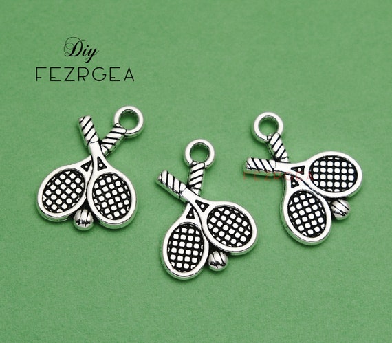 25PCS--20x15mm, Antique silver Tennis Racket charms. Tennis pendants.