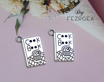 20PCS Antique silver cook Book charms. reading book pendants. CM080