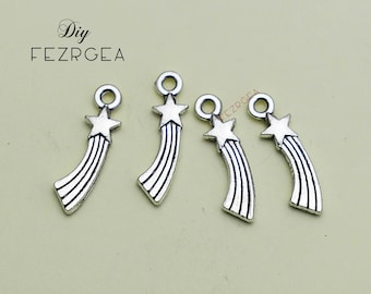 30 PCS--20x5mm, Antik Silber kleine Stern Charms.Meteor Anhänger.