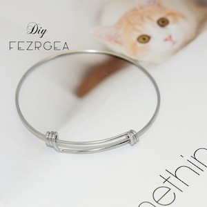 5PCS Stainless Steel Bangle Bracelet, Adjustable Bracelet Bangle, Triple Loop Charm Bangle, 3 Loop Expandable Charm Bracelet sd32