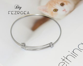 5PCS Stainless Steel Bangle Bracelet, Adjustable Bracelet Bangle, Triple Loop Charm Bangle, 3 Loop Expandable Charm Bracelet sd32