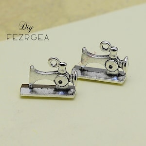20 PCS--14x19x6mm, Antik Silber Nähmaschine charms.2 Seiten Nähen Anhänger.