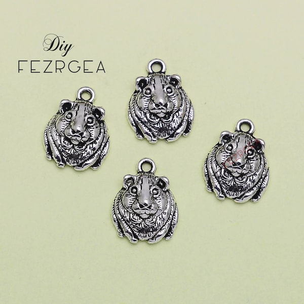 20PCS--18x14mm, Antique silver Guinea Pig charms. Animals pendants.