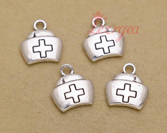 25PCS Antique silver Nurse cap charms. Nurse pendants. DH9979
