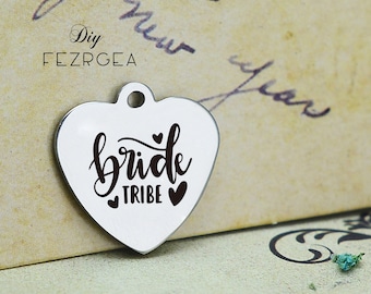 Braut Stamm Edelstahl Charme, personalisierte Hochzeit graviert Charms, benutzerdefinierte Charms, Halskette Armreif Charms