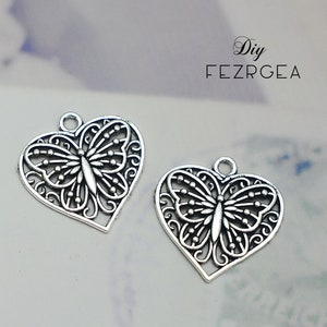 15PCS Antique silver butterfly  charms. Insect pendants. CM048