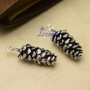 3PCS Antique silver 3D Pine cone charms. Large Pine cone pendants. DH9910