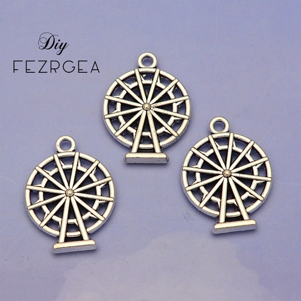 10pcs--24x18mm Antique Silver Color Ferris Wheel Charms Pendant For Jewelry Making DIY Jewelry Findings
