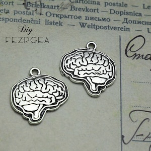 10PCS Antique fascino cervello d'argento. ciondoli dell'organo corpo a 2 lati. CM083011