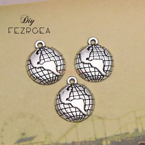 25PCS--20x16mm, plata antigua Global charms.earth colgantes.