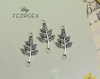 20PCS Antique silver  leaf connectors. Link Twig Branch pendants. CY2977