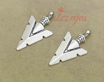 40PCS Antique silver Arrowhead Arrow Head  Charms.Spear Head pendants. CY331
