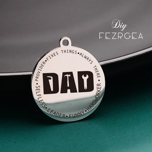 Amuleto de acero inoxidable para papá para papá personalizado, Amuletos / colgantes personalizados, Amuletos de collar