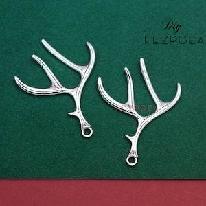 6PCS Antique silver Antler Charms.Christmas  pendants. CY205