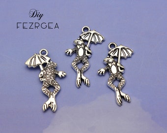 20 STÜCK--17x21mm Antik Silber Frosch Charms Frosch mit Lilie Pad LotusBlatt Anhänger für Diy Schmuckherstellung Zubehör