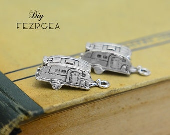 10PCS Antique silver Camper charms. Trailer Caravan   pendants. CY031