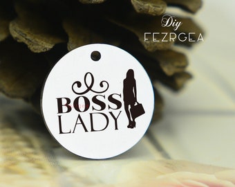 Boss lady Stainless Steel Charm,Personalized Queen Charms,Custom charms/Pendants,Necklace Bangle Charms