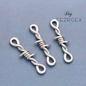 20PCS--32x8mm, Antique silver Barbed Wire charm. Rope bondage connector charm. pendants.
