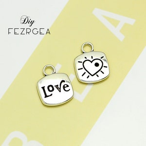 15PCS Antique silver love charms. word pendants. DH9961