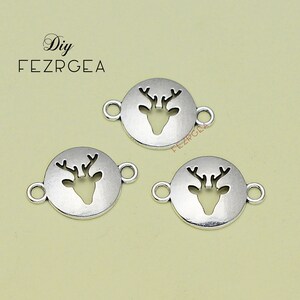 25PCS--23x16mm, Antique silver Reindeer Head connector Charms.Christmas pendants.