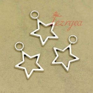 20PCS Antique silver Open Star charms. Double Sided pendants. CY341