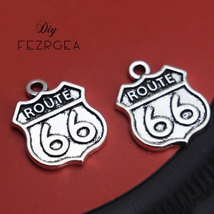 20PCS Antique silver Route 66 charms. USA pendants. CM010